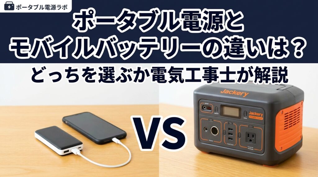 ポータブル電源とモバイルバッテリーの違いは？電気工事士が解説