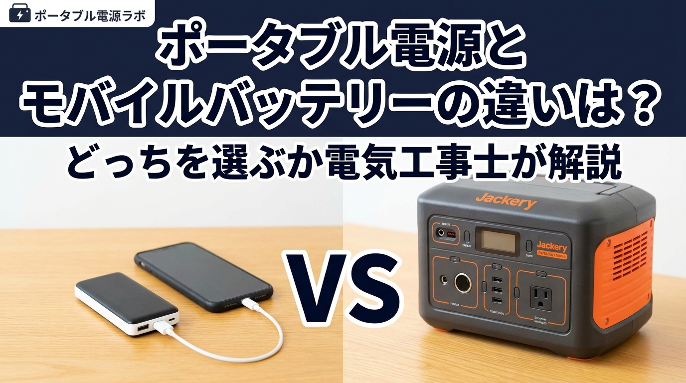 ポータブル電源とモバイルバッテリーの違いは？電気工事士が解説