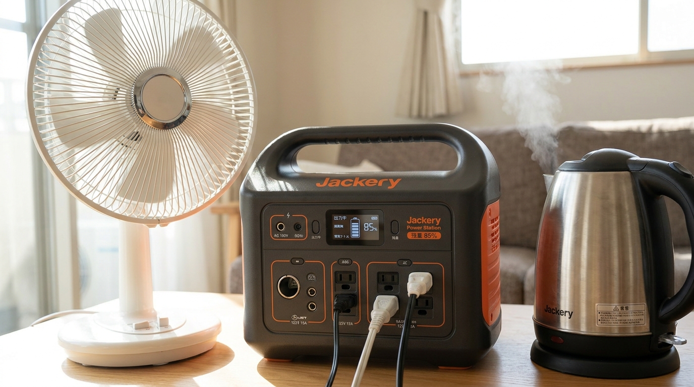 AC出力で家電が使えるポータブル電源のイメージ