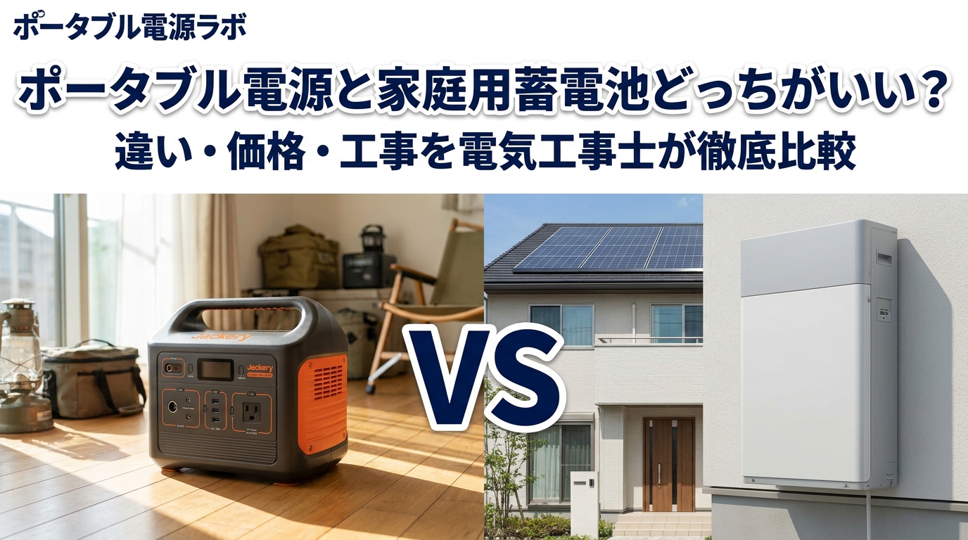 ポータブル電源と家庭用蓄電池はどっちがいい？電気工事士が比較