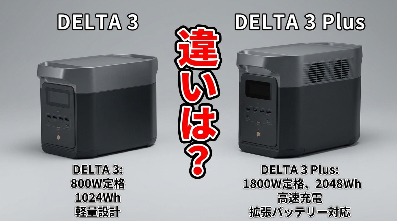 DELTA 3 ClassicとDELTA 3 Plusを並べて違いを比較するイメージ