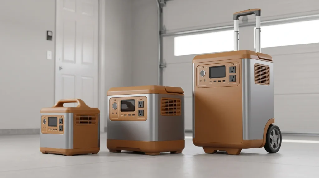 1000W・1500W・2000Wクラスのポータブル電源を大きさ順に並べたイメージ
